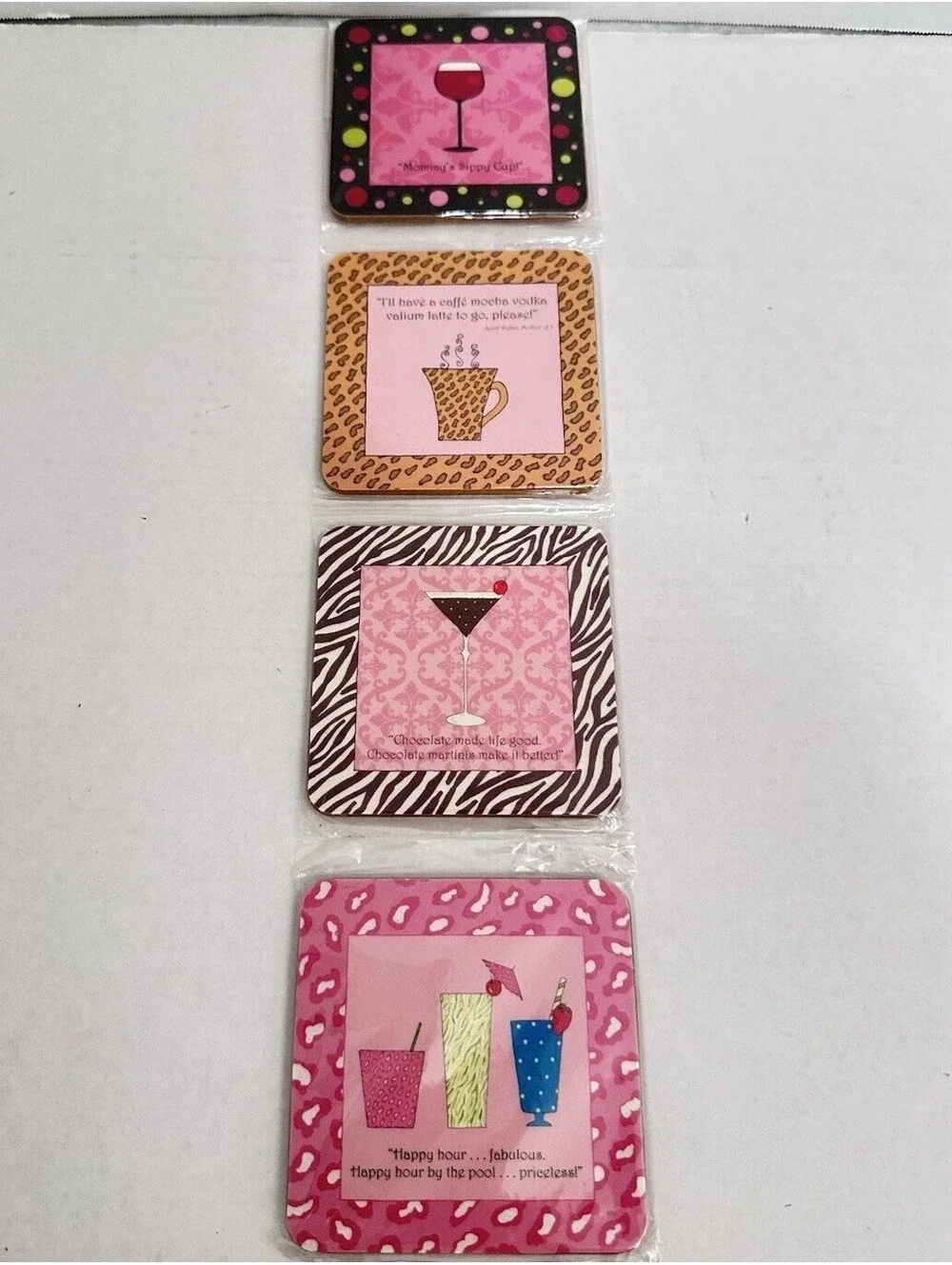 New - Funny Coasters Terry Puma Mommys Sippy Cup set 4 Design Design